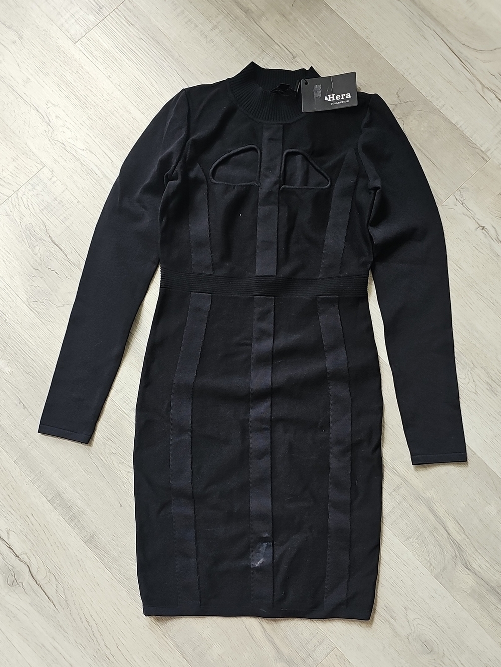 Hera Collection Black Long-Sleeve Panel Bodycon Dress